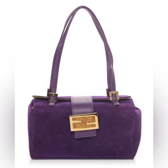 FENDI FF PURPLE and gold SUEDE with yellow silk interior
BOX FLAP BAG - Picture 2 of 11
